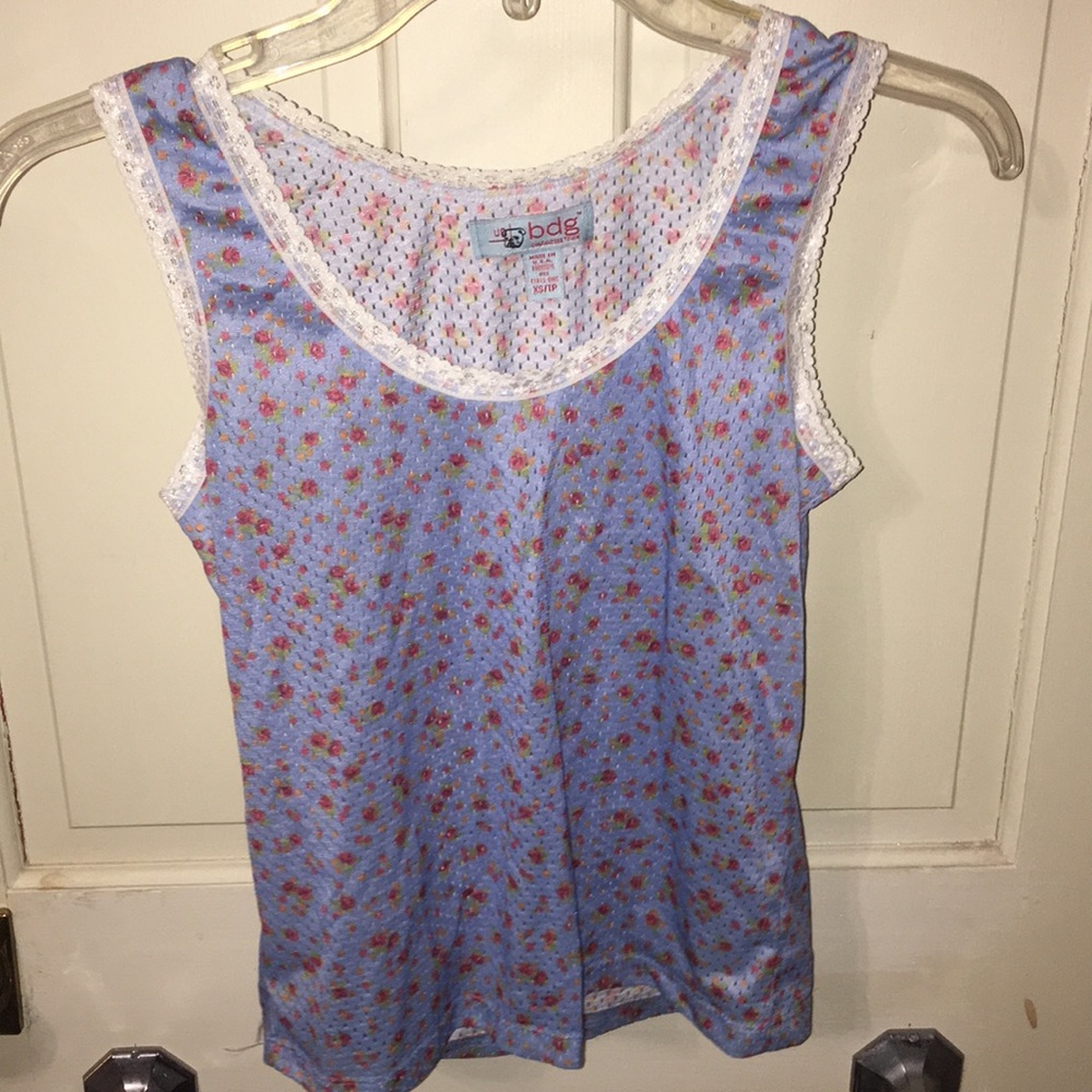 Light Blue Floral Bulldog (UO) Tank Top XS/S